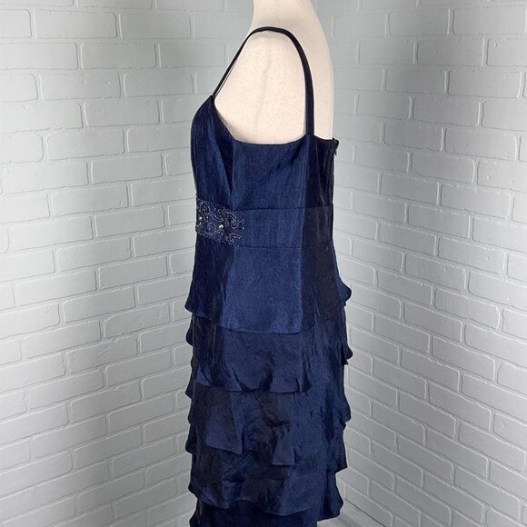 Kathy Roberts Dress Women‎ 16 Blue Shimmer Embellished Ruffle Waist Party Formal - Picture 3 of 10